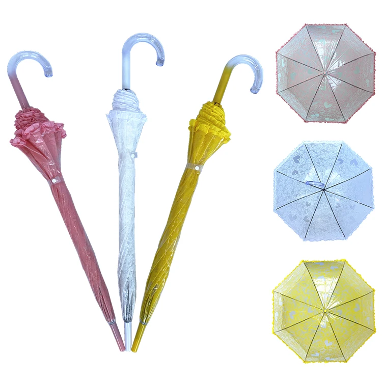 YS-1075 High Quality Custom Printing Waterproof  Auto Open And Manual Close Straight Lace And Ruffle Straight POE Umbrella