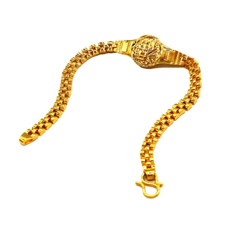 Dubai Jewelry  Sha Jin Fu Fa Cai Word Watch Chain Female Fashion Wild Street Shooting Gold Plated Copper Jewelry