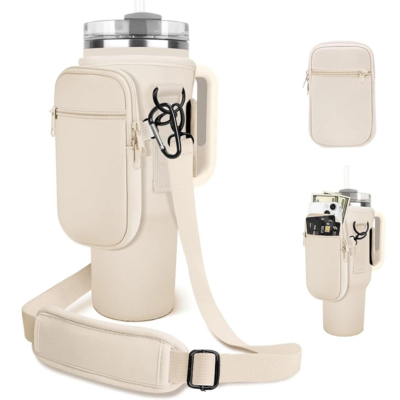 Custom Pattern Floral Adjustable Shoulder Strap Coke Cooler Water Bottle Covers Holder Mini Bag for Sport Hiking