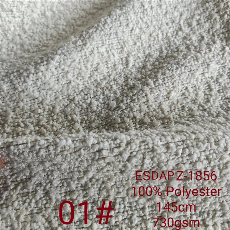 Customized color 730gsm boucle sofa fabric 100% polyester teddy  fabric for interior decoration furniture chair