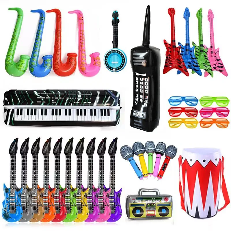 PVC Inflatable Musical Instruments Stage Props Musical Instruments Party Toys Inflatable Guitars Microphones