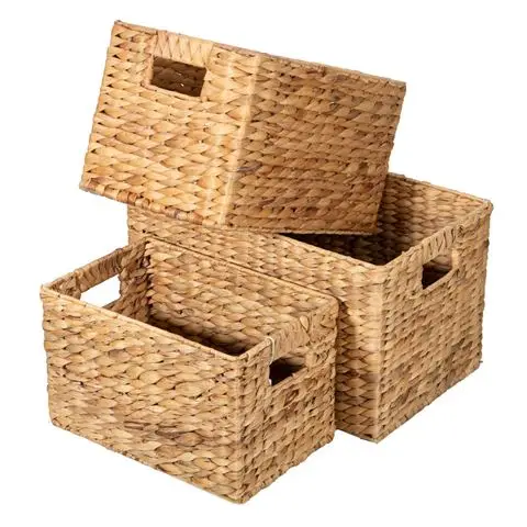 100% Natural Water Hyacinth Foldable basket water hyacinth storage basket hand woven baskets from Viet Nam best price high quali