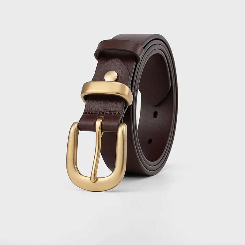 Wholesale Cowhide Leather Belt for Women Simple Copper Needle Buckle All-Match Decoration Custom Length New First Layer