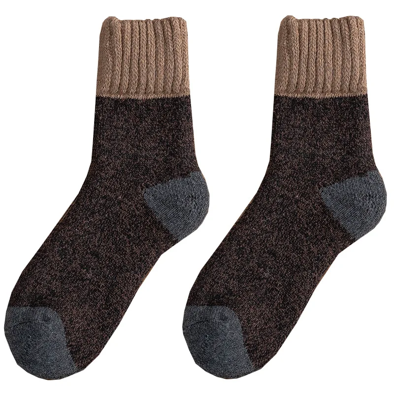 Custom Winter Warm Terry High Ribbing Crew Socks Business Men Apparel Sock Black White Low Price  Wool Socks For Guys