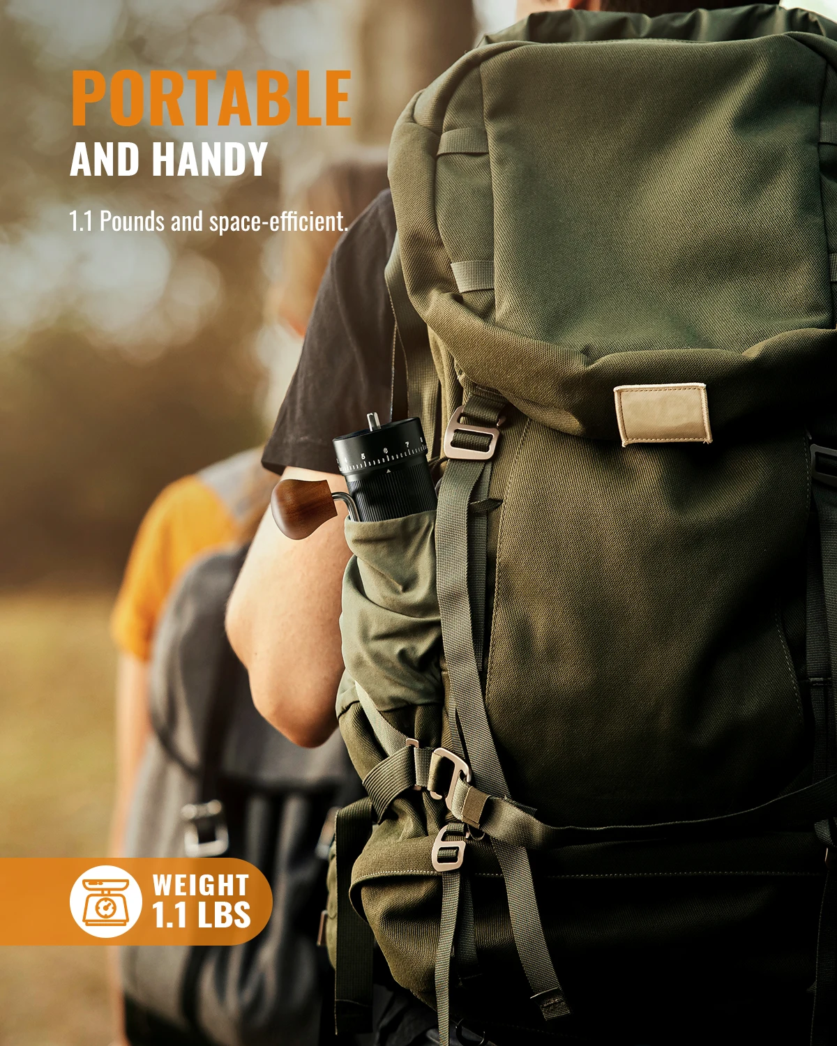 SHARDOR Aluminum Alloy Conical Burr Manual Coffee Bean Grinder Double Bearing Positioning Office Home Camping Grinder