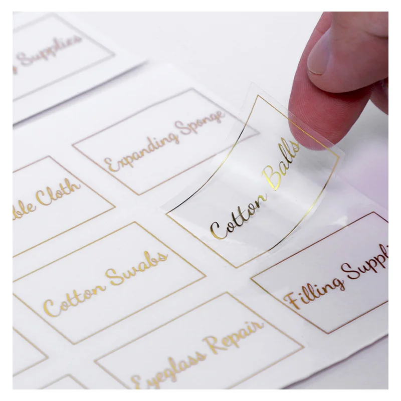 Custom Self Adhesive Customized Printing Transparent Logo Waterproof Clear Gold Foil Cosmetic Jar Square Round Sticker Label