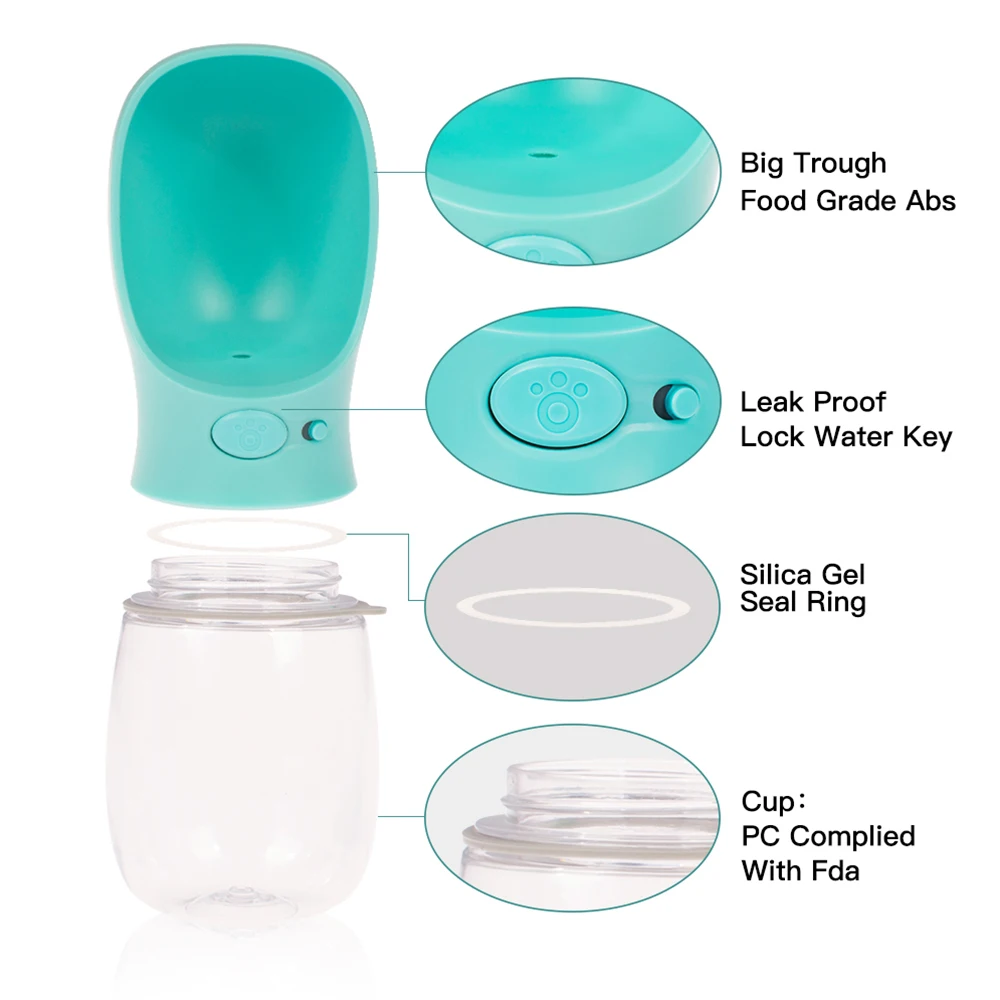 
Wholesale Factory Manufacturer Plastic Travel Drink Feeder Portable Pet Dog Water Bottle 