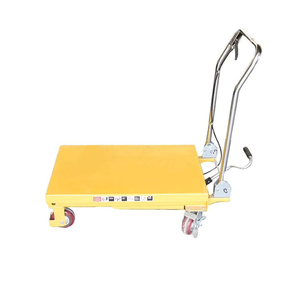 Small Simple Hydraulic Lifting Platform Car Shear Fork Foot Lift Warehouse Moving Loading and Unloading Carts