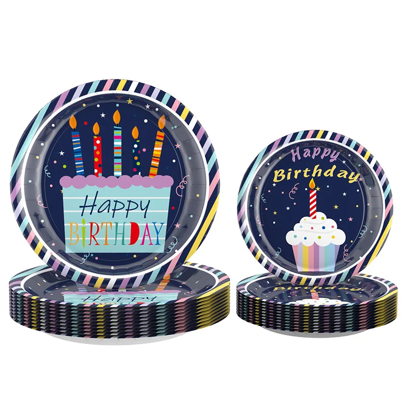 Birthday Party Supplies Custom Birthday Paper Plates Disposable Happy Birthday Party Tableware