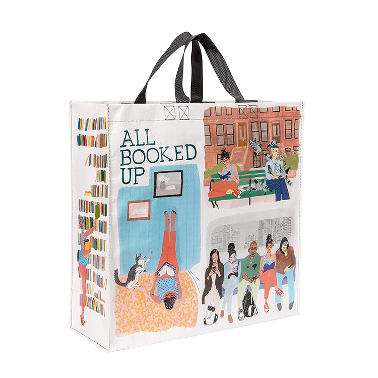 Custom Logo Printed Grocery Bag Recycled Tote Laminated PP Woven Shopping Bag