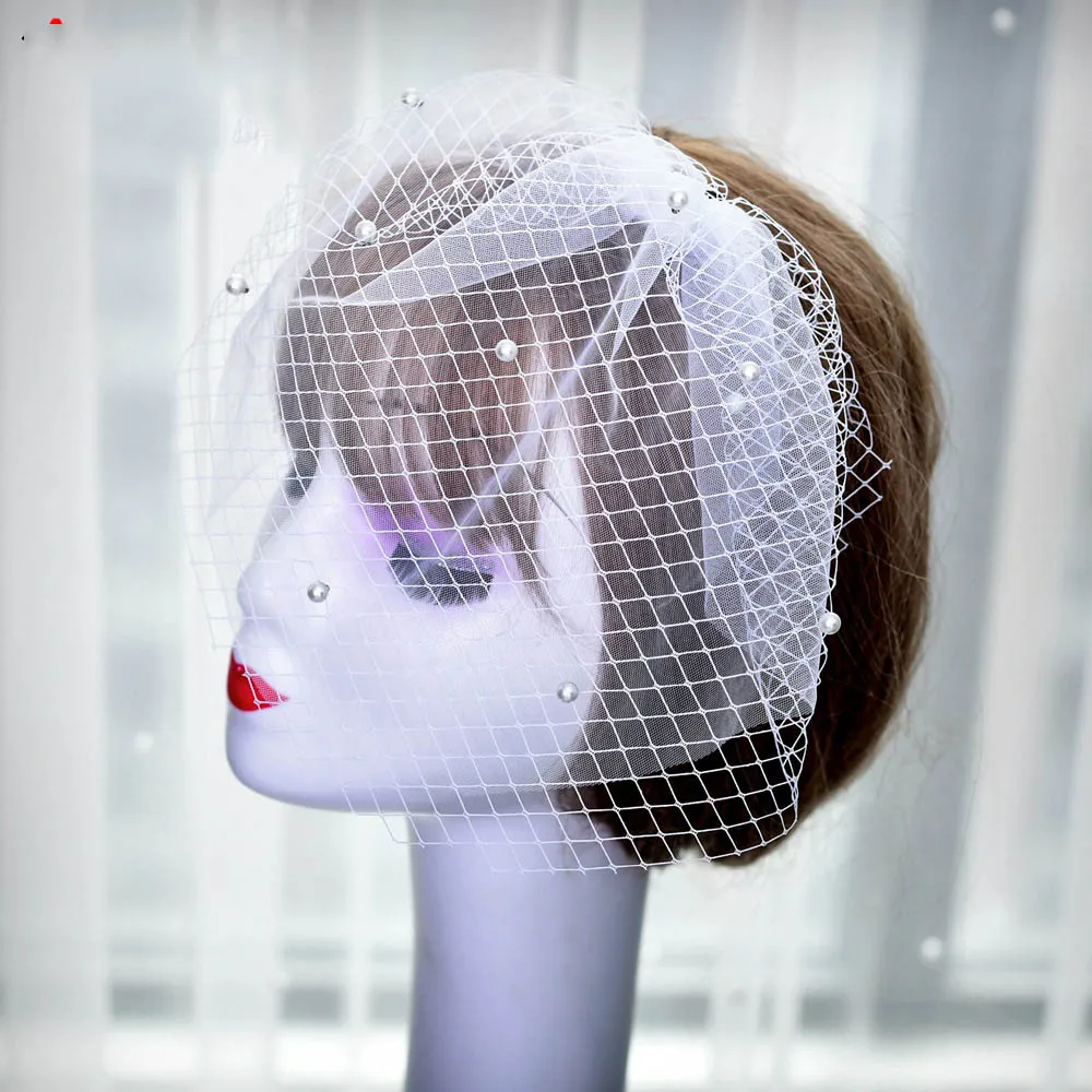 Genya Women Mesh Veils Bridal Birdcage Short Wedding Face Veil with Clip Tulle Gothic Bride Halloween Costume Veil