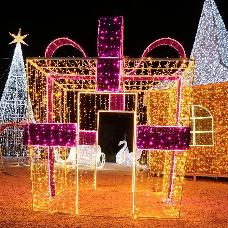 LED Motif light Lighted Giant Garland Gift Box light Christmas decoration for Outdoor Event decoration Shopping Mall decoration