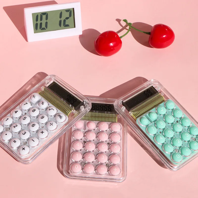 Прозрачный стильная футболка с изображением персонажей видеоигр 8-разрядный калькулятор солнечной энергии Мини Портативный школьные принадлежности