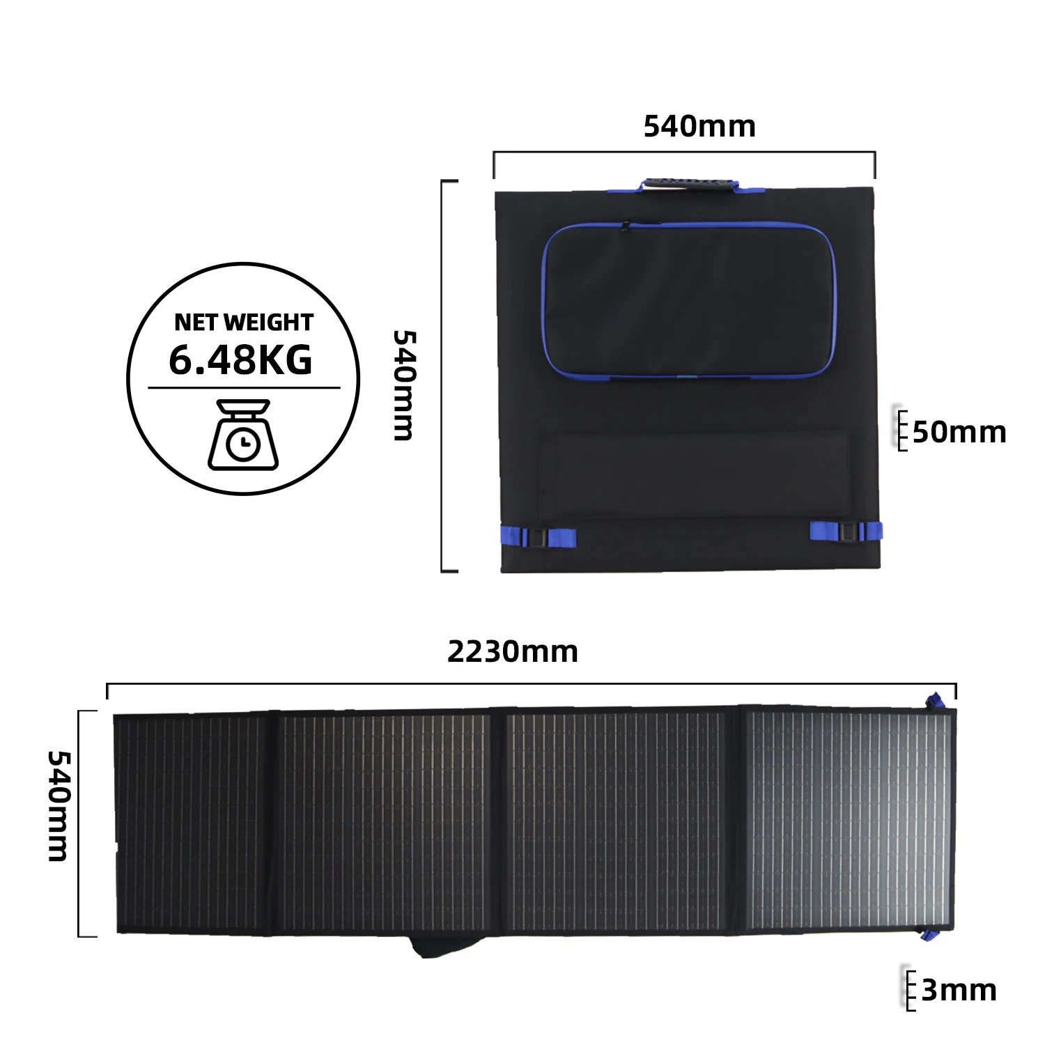 200W Portable Solar Panel Photovoltaic Power Generation IP65 Waterproof Monocrystalline Outdoor Folding Solar Panel