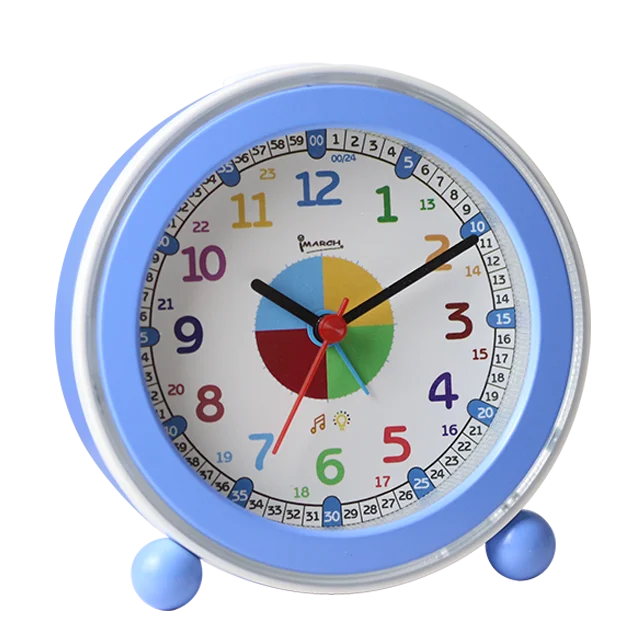 plastic quartz battery operated musical snooze led light rainbow melody kids alarm clock for children