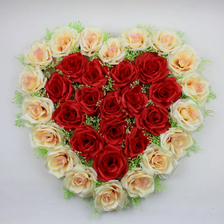 love heart fake artificial rose flower wedding decoration