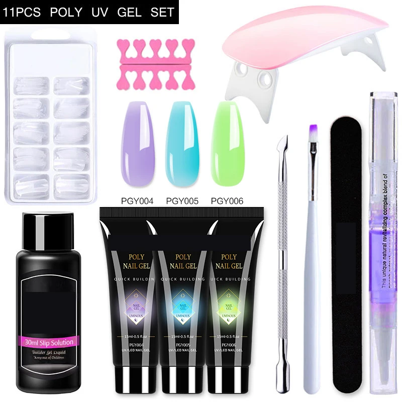 Nail tips tool brush equipment  full manicure nail set kit with uv lamp for women