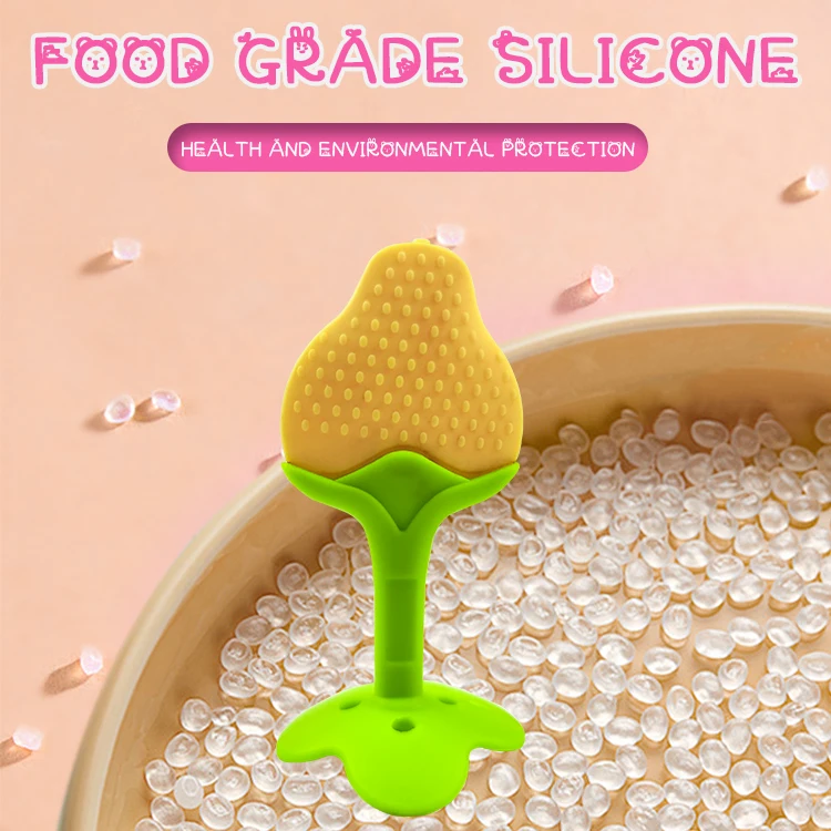 OBJ OEM/ODM baby food grade silicone teether baby teething stick Deer fruit style children banana teether wholesale