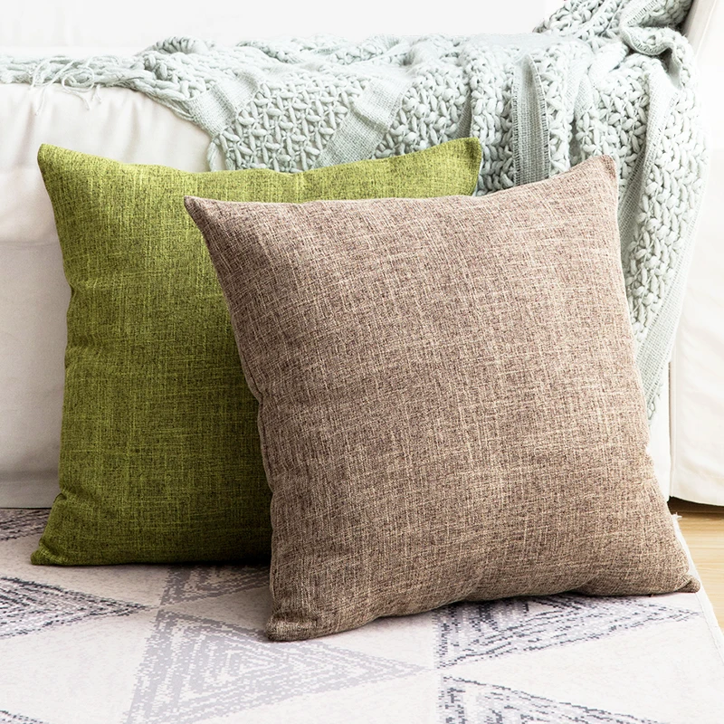 Farmhouse Burlap Linen Trimmed Linen Pillows Decorative Throw Pillow Covers Simple Modern Cotton Linen Cushion Cover