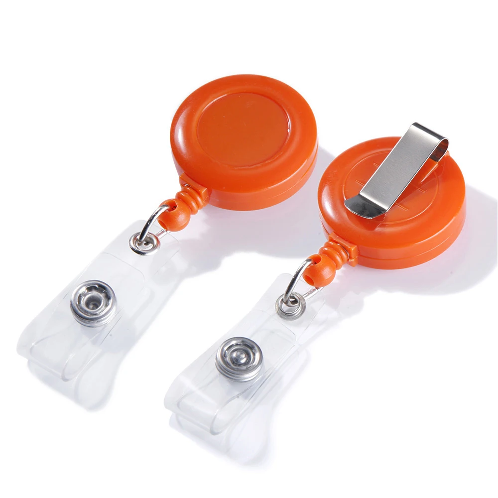 Bestom Retractable ABS Round Badge Reel With Belt Clip and PVC Strap metal Keychains Key Ring for ID Card Holder
