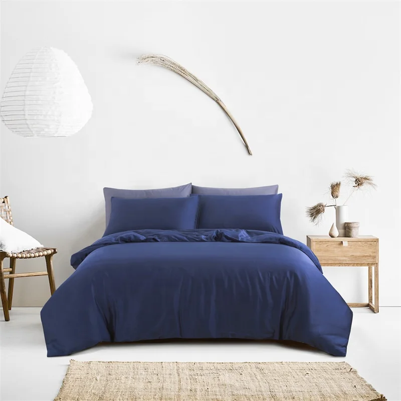 100% органический бамбуковый однотонный Комплект постельного белья Lyocell простыни одеяло