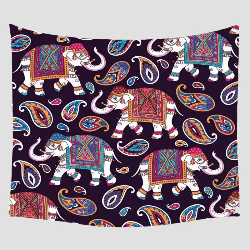Гобелен с изображением слона, картина маслом, художественный гобелен, Психоделическое животное, мультяшное настенное пляжное полотенце, тонкое одеяло из полиэстера