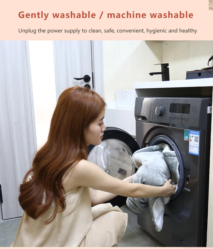 Christmas Gift Machine WashableSoft Ribbed Fleece 3 Heat Levels 8 Hours Auto Shut-Off Fast Heating Electric  Blanket For Home