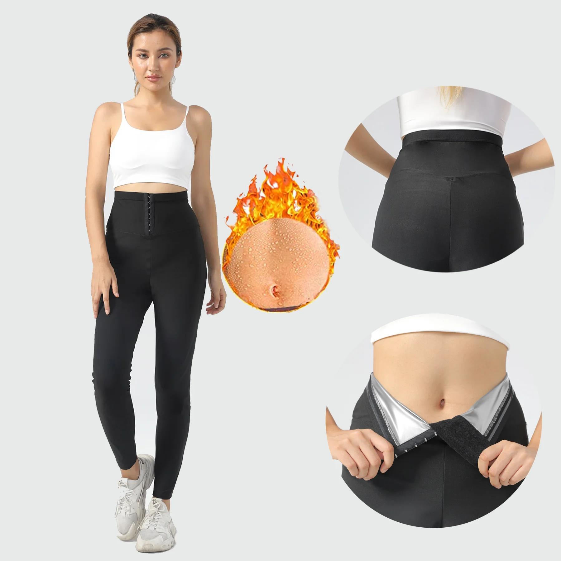 Sauna Leggings for Women Sauna Pants With Waist Trainer High Waist Compression Leggings Hot Thermos Pants for Workout