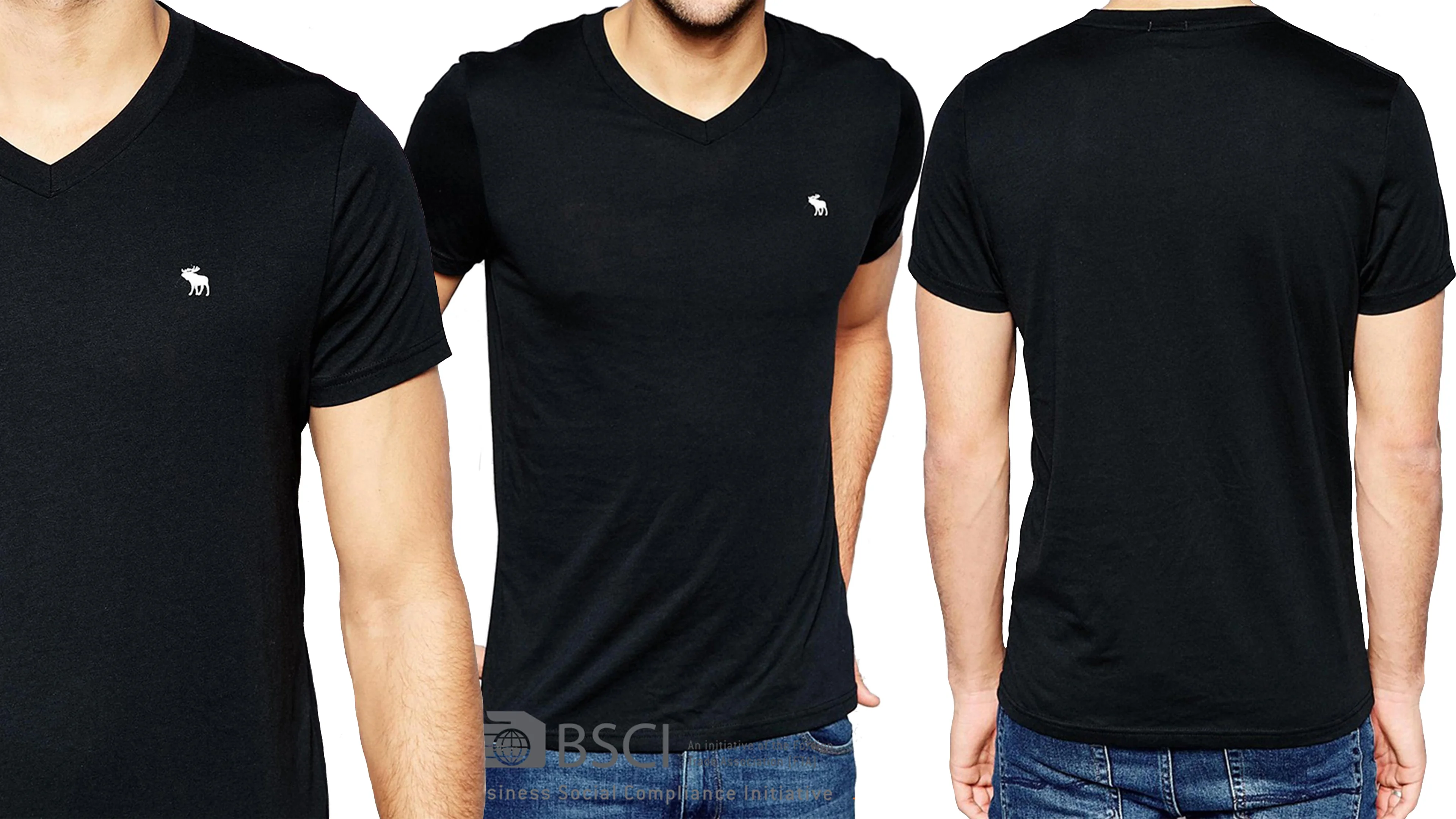 Eco friendly 100% organic cotton comfortable regular fit v-neck t-shirt for men bangladesh wholesale clothing online shopping