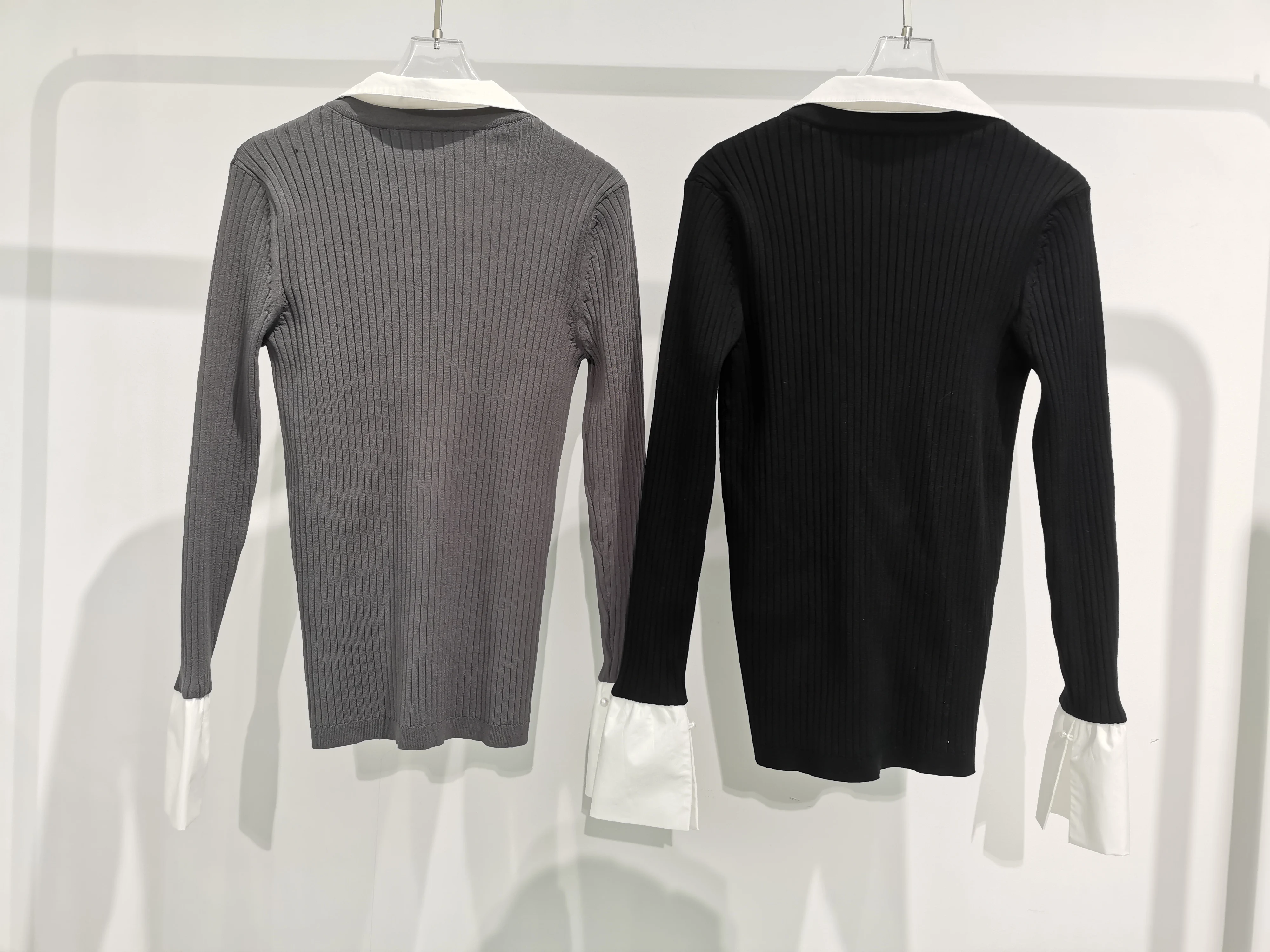 Fast Delivery Quality Fashion Street Wear Sexy Clothing Contrast Color Long Sleeve Slim Fit Ladies Casual Knit Cardigan Women