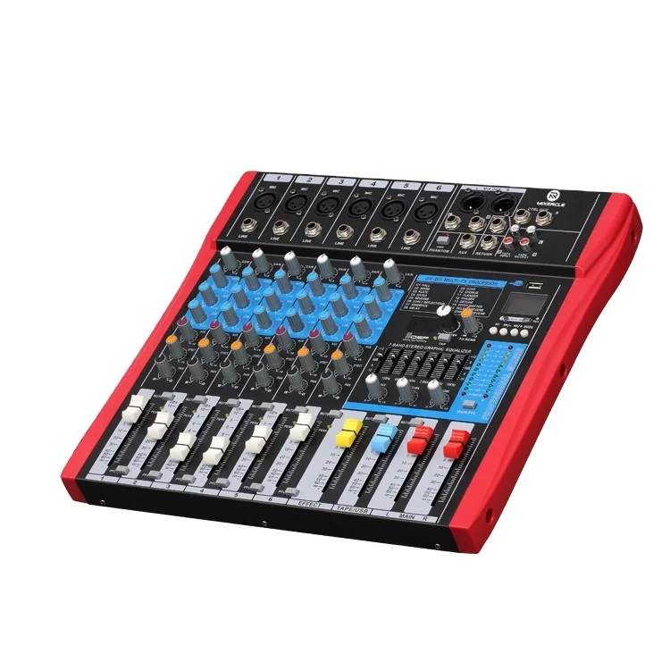 
CTM-60S, 7-Band Stereo Graphic Equalizer, Professional Mixing Console,6-16 CH Digital Slim Audio Mixer with USB,Bulutoth 