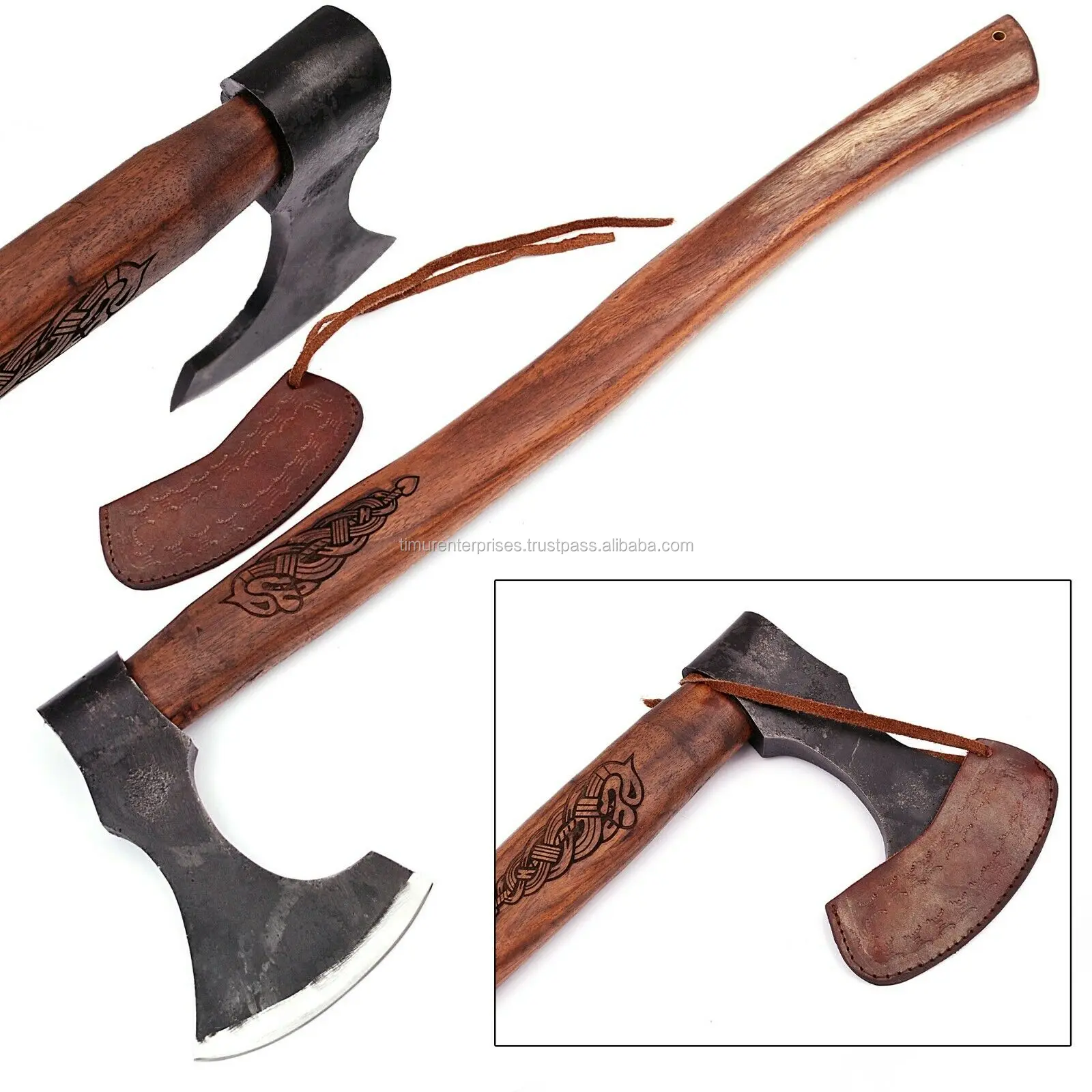 
Viking Age Scandinavian Skeggox Battle Axe | Engraved Handle HAND FORGED TOMAHAWK BEARDED HATCHET 