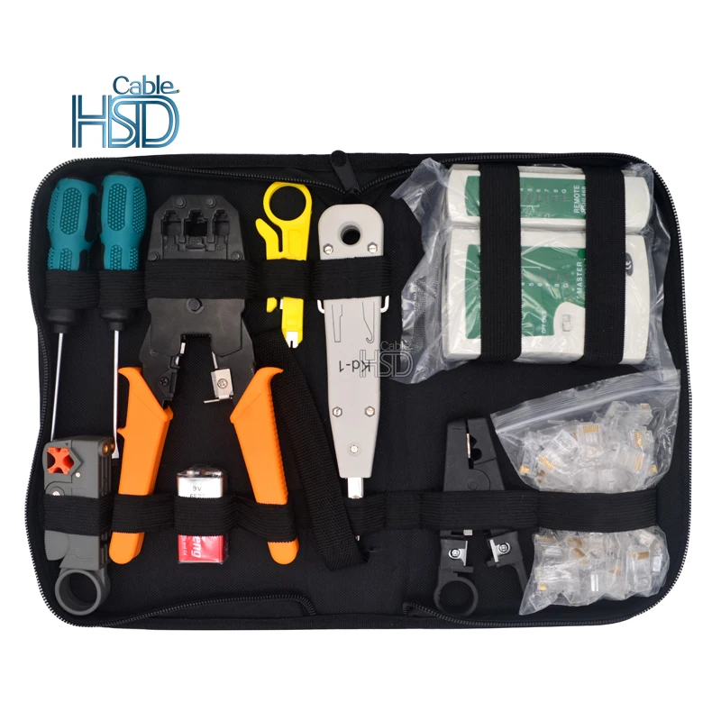 High Quality computer repair lan networking professional cordless power hand network tool kit set crimper and tester for home