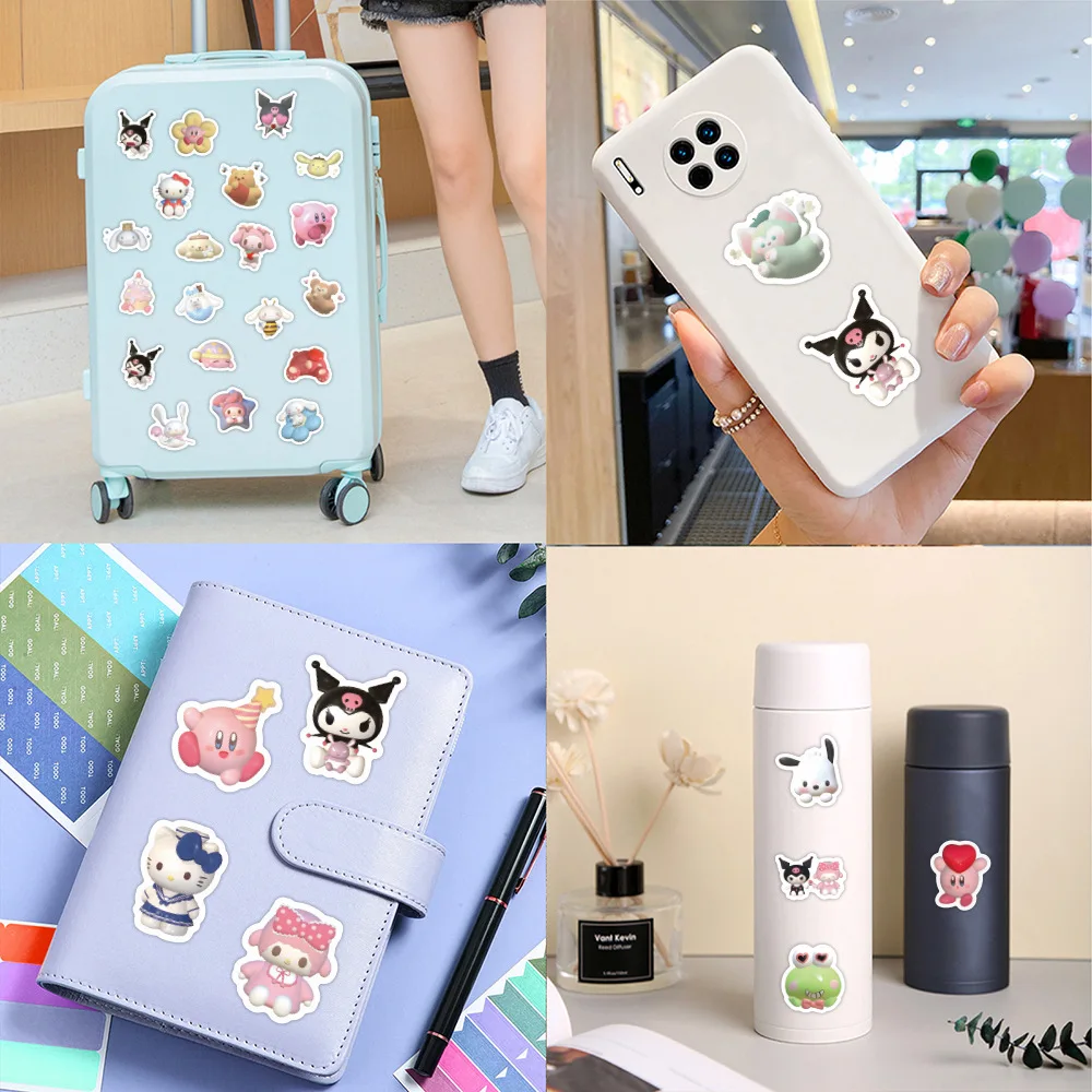 100 pieces/set New Style Anime Kitty Cat Melody Kuromi Luggage Laptop Guitar Waterproof Graffiti Cartoon Sticker