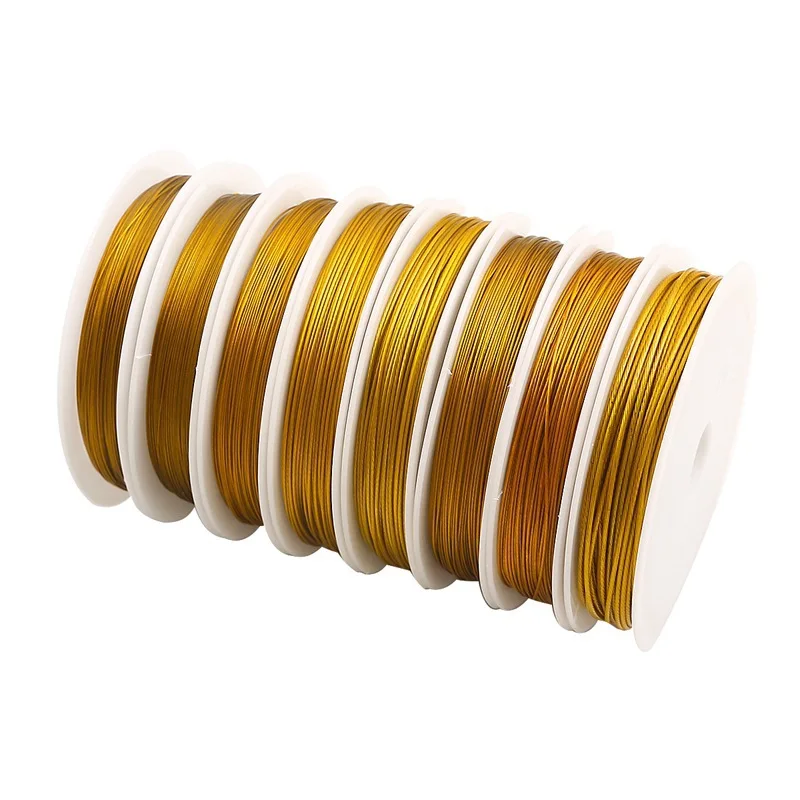 1 Roll Steel/Gold Color Wire Rope 0.3 0.38 0.45 0.5 0.6 0.7 0.8mm Stainless Steel Wire Cords DIY Jewelry Making Accessories