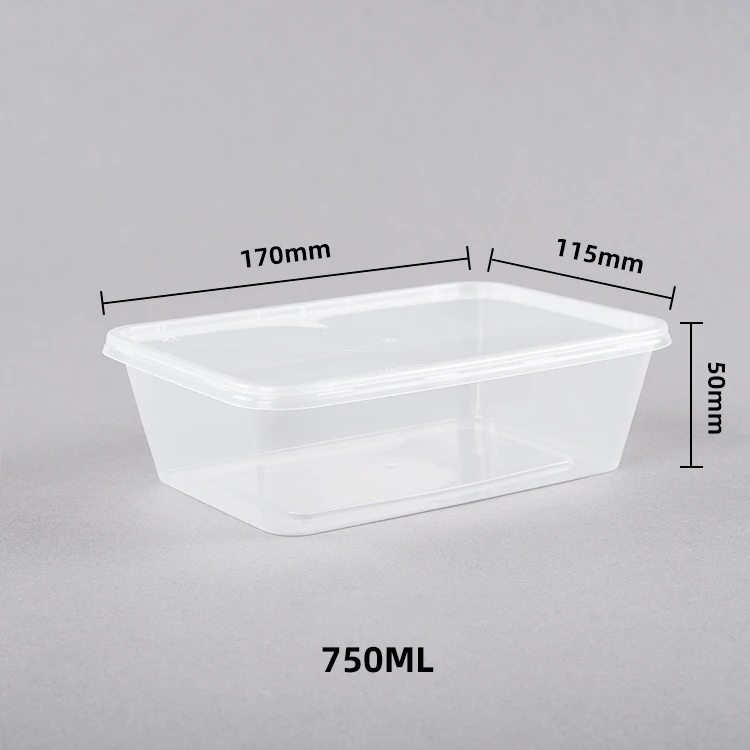 Clear Eco-Friendly Lunch Bento Box Microwavable take out rectangle plastic disposable take away food containers