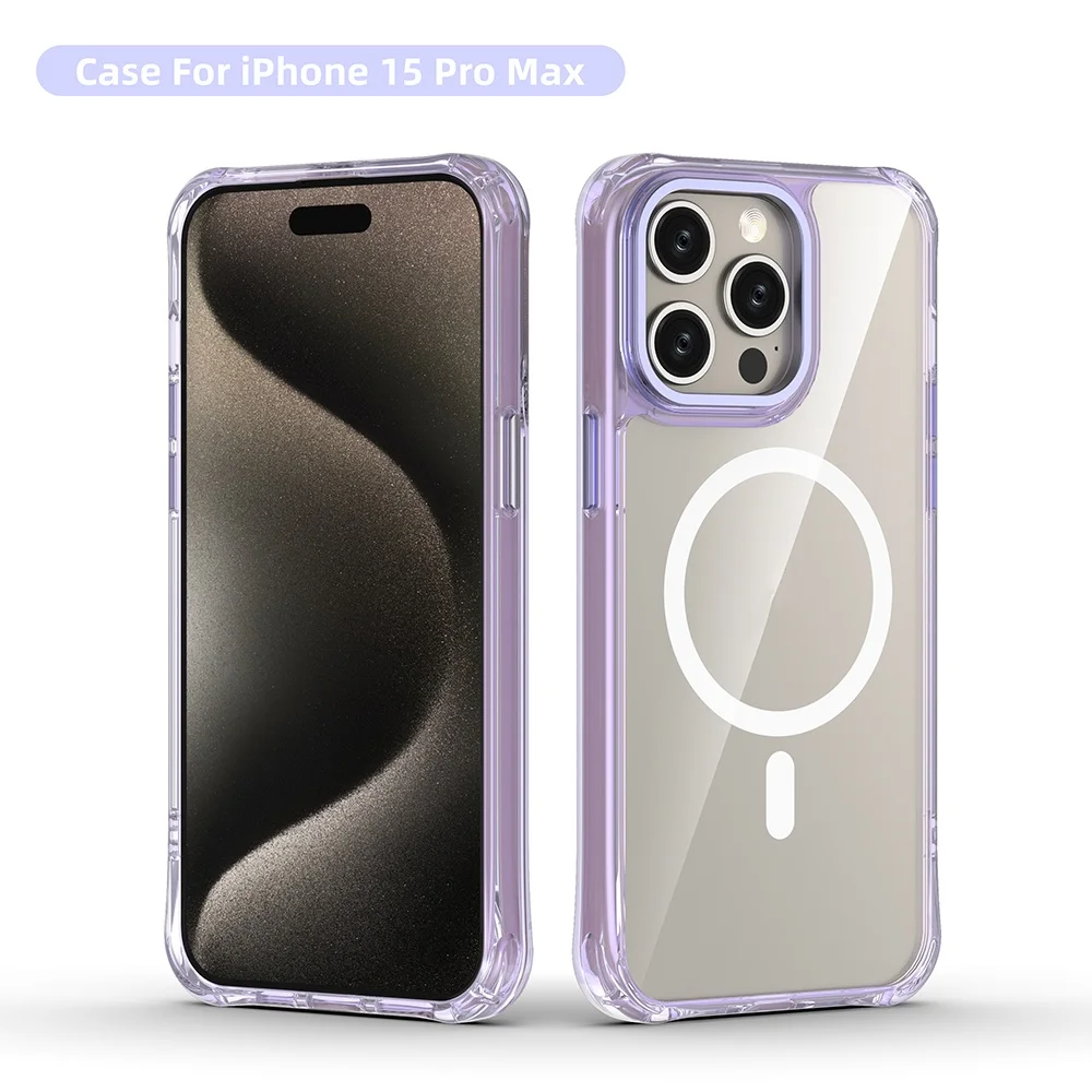 Tpu pc wireless charging clear phone case for iPhone 14 back cover shockproof magnetic phone case for iPhone 12 13 14 pro
