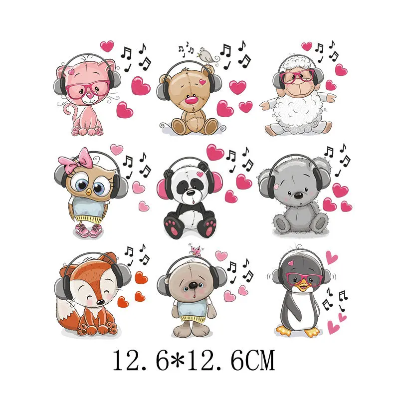 HUAMJ Customized LOGO Kids Cute Cartoon Animal Stickers Plastisol Ink Label Film Screen Print Heat Transfers For T-Shirts