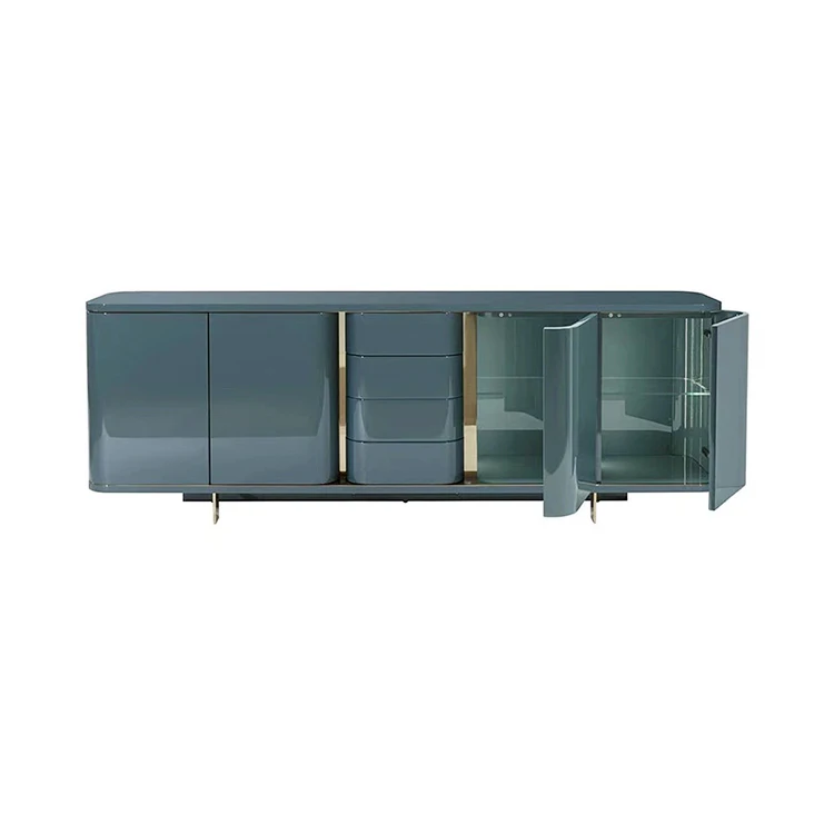 Blue TV cabinet furniture multipurpose Italian sideboard high quality popular commercial modern solid wood cabinet