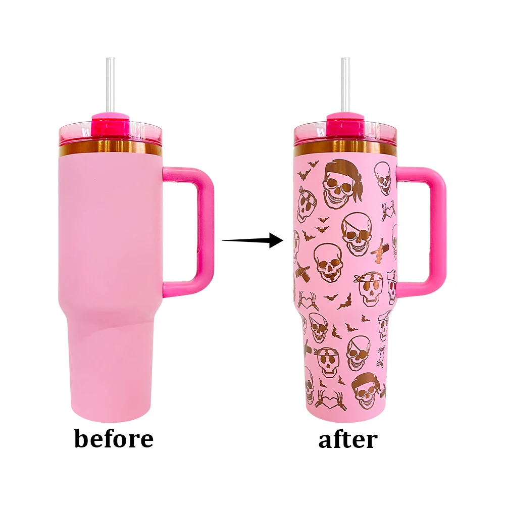 USA warehouse H2.0 powder coated vacuum insulated gold and copper plated powder coated 40oz water cup Magnolia tumbler