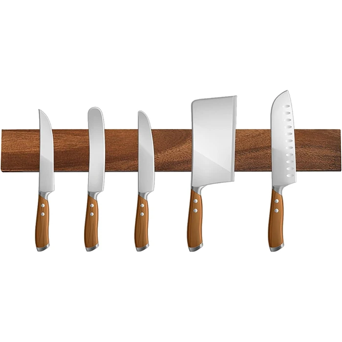 Dark Walnut Magnetic Knife Holder Wooden Magnetic Knife Strip/knife Rack Knife Bar for Wall/16 Inch Blocks & Roll Bags Wood