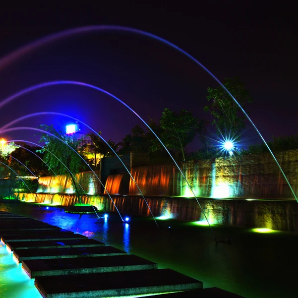 Public Park Or Garden Decoration Jumping Jet Rainbow Flash Water Fountain