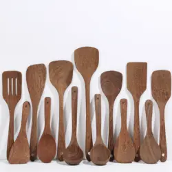 Natural Eco Friendly Heat, Resistant Bamboo Spurtle Kitchen Utensils Acacia Teak Wood Spoon Spatual Spurtle Sets