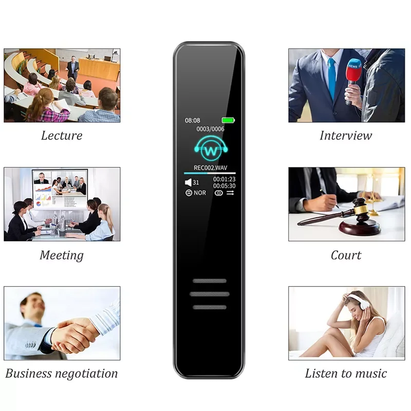 Color Icon Long Voice Recording Pen Noise Reduction Mini Large Screen MPS Player Externnal