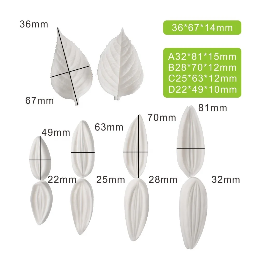 AK Sugarpaste Dahlia Leaf Petal Silicone Veining Molds Veiner Flower Making Tools Set for Decorating Cakes VM127&VM108