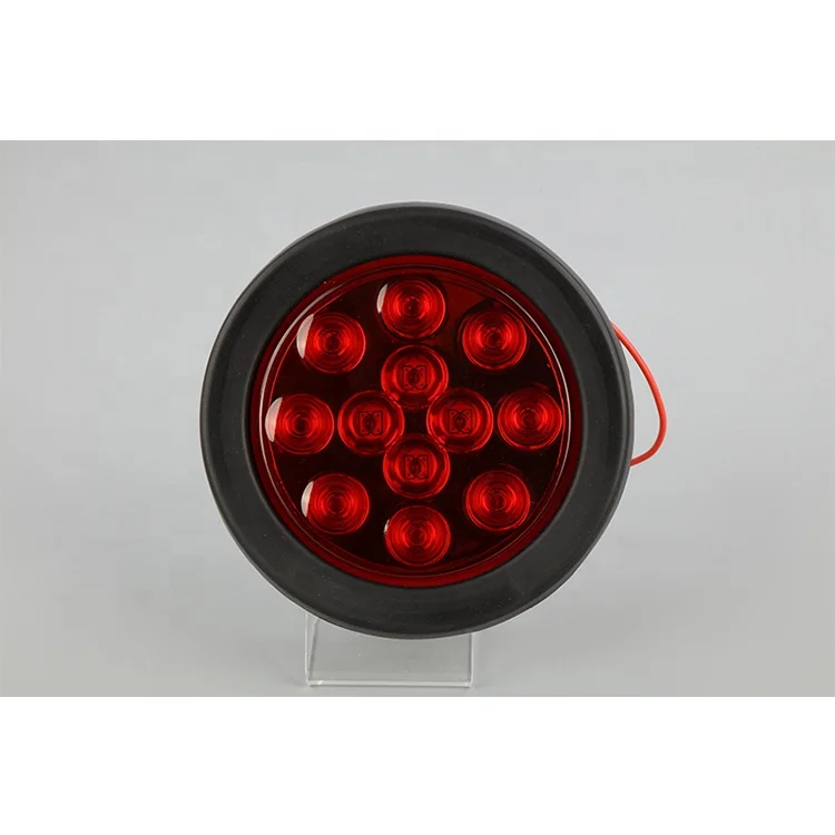 Red Amber And Clear Color 4'Round 12Leds Plastic Truck Tail Light