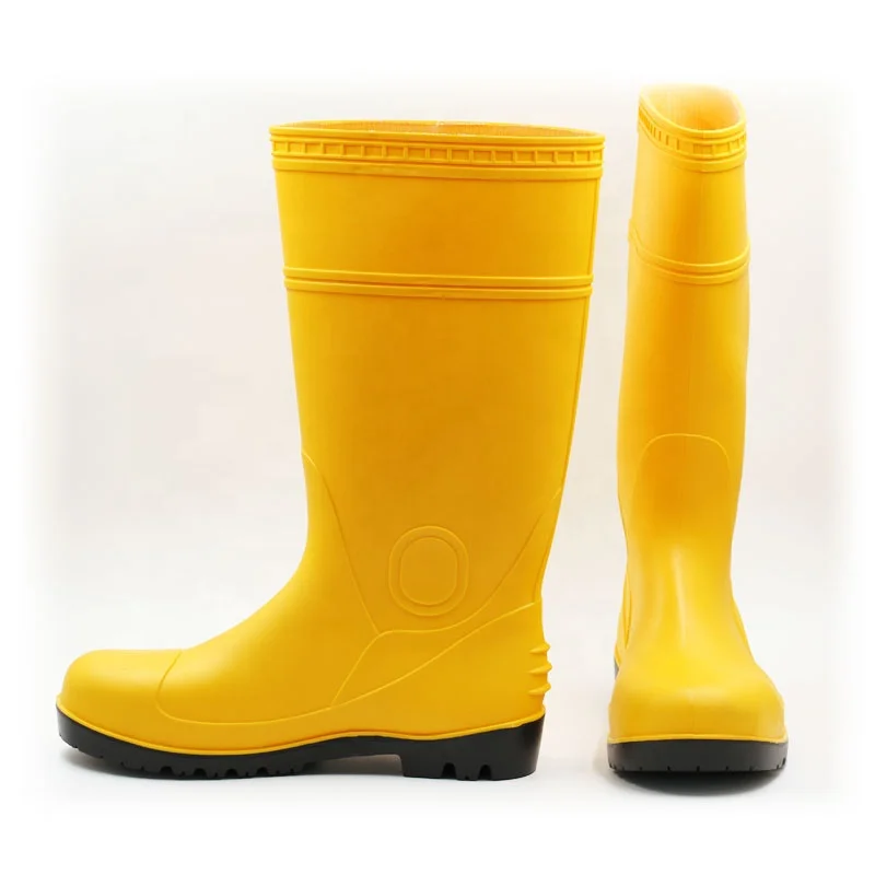 construction plastic protective rubber  for men working shoes  work yellow gumboot mining pvc rain safety industrial  boots