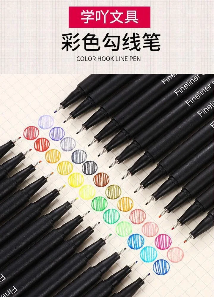 Hotsale Waterproof 0.4 mm color fineliner pen micron marker pen set colorful pigment marker pen set