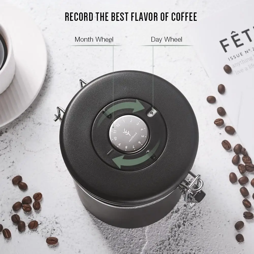 2022 New Classic Glass Inner Electric Auto Vacuum Stainless Steel Bail-Clasp Round Vacuum Coffee Canister For Home