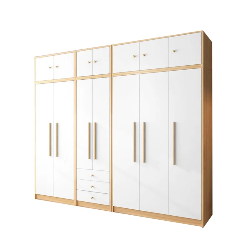 Bespoke White Glossy Laminate Girls Clothes Large Storage Organizer Push Door Wardrobe Simple Modern Bedroom Wardrobes